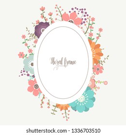 Elegant design illustration of floral frame template with text inside 