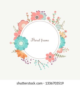 Elegant design illustration of floral frame template with text inside 