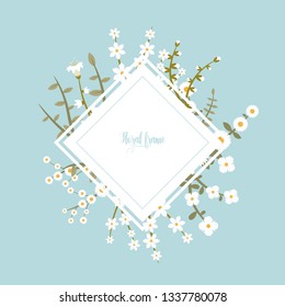 Elegant design illustration of floral frame template with text inside 