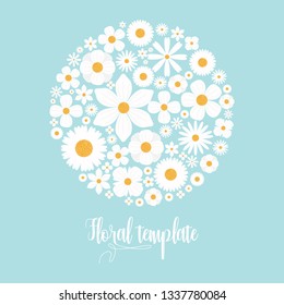 Elegant design illustration of floral frame template with text inside 