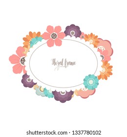 Elegant design illustration of floral frame template with text inside 