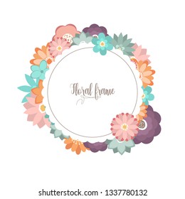 Elegant design illustration of floral frame template with text inside 