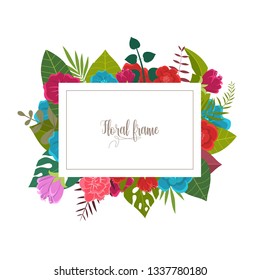 Elegant design illustration of floral frame template with text inside 