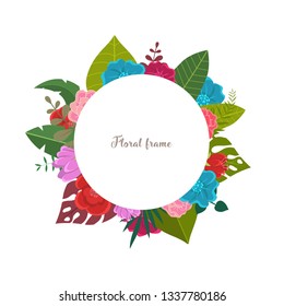 Elegant design illustration of floral frame template with text inside 
