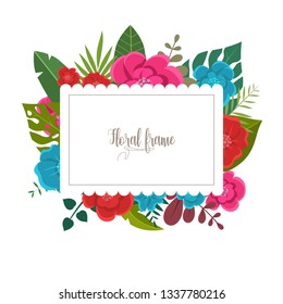 Elegant design illustration of floral frame template with text inside 