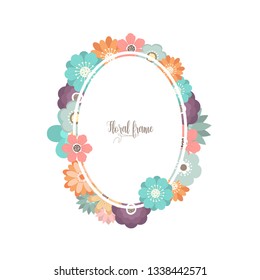 Elegant design illustration of floral frame template with text inside 