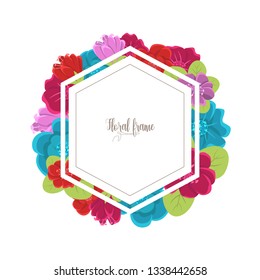 Elegant design illustration of floral frame template with text inside 