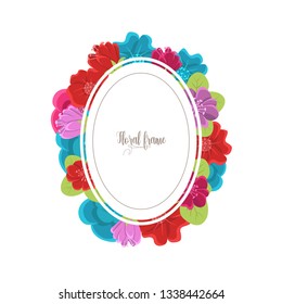 Elegant design illustration of floral frame template with text inside 