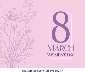 An elegant design for International Women's Day on March 8th, featuring beautiful roses and intricate details. Perfect for social media platforms and greeting cards, this design is a heartfelt way 