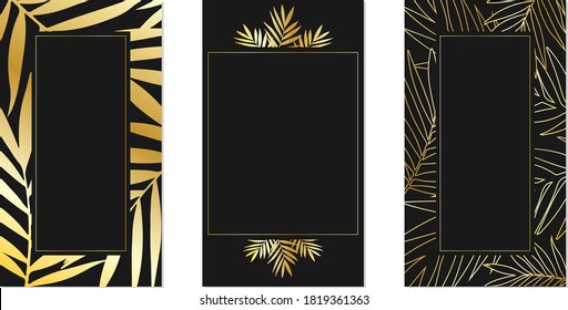 Elegant design luxurious floral black and golden leaves background