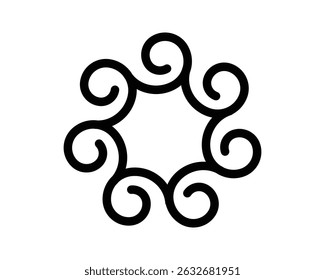 Elegant design. A minimal, stylized circular frame, with swirling shapes. Represents wholeness, connection, unity. Perfect for logos, branding, backgrounds, and creative projects.