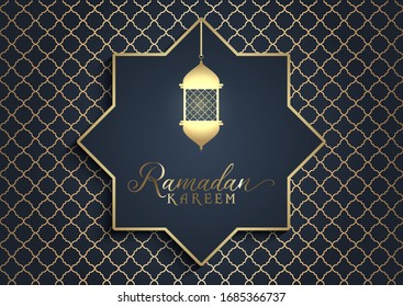 Elegant design for Ramadan Kareem in black and gold