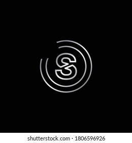 Elegant Design Of S Alphabet . Silver Enclosure Logo Design For Letter S. Uppercase Letter S Is Enclosed In Two Circle. Modern And Unique Logo Design For Letter S.