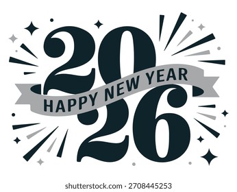 Elegant design showcasing the upcoming year with festive elements and a celebratory banner