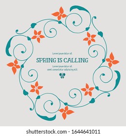 Elegant design of spring calling greeting card, with leaf and floral antique frame design. Vector