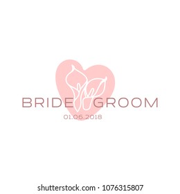 Elegant design templates for wedding card. Wedding logo for business sign, monogram identity for restaurant, boutique, cafe, hotel. Vector illustration isolated on white background.