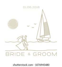 Elegant design templates for wedding card. Wedding logo for business sign, monogram identity for restaurant, boutique, cafe, hotel. Vector illustration isolated on white background.