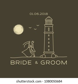 Elegant design templates for wedding card. Wedding logo for business sign, monogram identity for restaurant, boutique, cafe, hotel. Vector illustration isolated on white background.