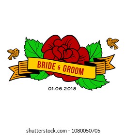 Elegant design templates for wedding card. Wedding logo for business sign, monogram identity for restaurant, boutique, cafe, hotel. Vector illustration isolated on white background.