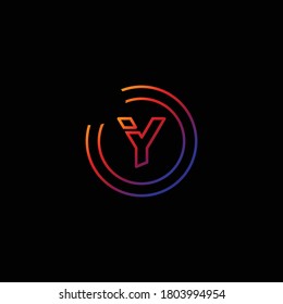 Elegant Design of Y Alphabet .Purple And Pink Color Gradient Enclosure Logo Design For Letter Y.Uppercase Letter Y is Enclosed in Two Circle.Creative and Unique Logo Design For Letter Y.