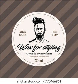 Elegant Designer Labels - Beard Waxes Or Other Care Products Used In The Hairdresser.