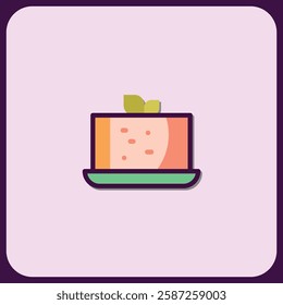 Elegant Dessert Icon: Pastel Cake on Plate