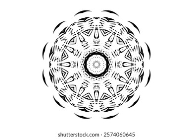 Elegant and Detailed Black and White Circular Mandala Set Against a Pristine White Surface	
