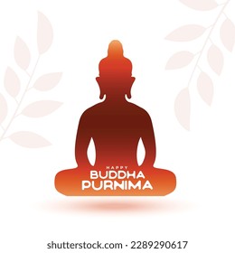 gautama buddha purnima elegante y devota fondo con vector de diseño de hojas