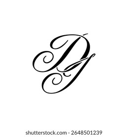 Elegante DI Monograma Logo em Preto Script - Luxo Caligrafia Design Inicial em Fundo Branco