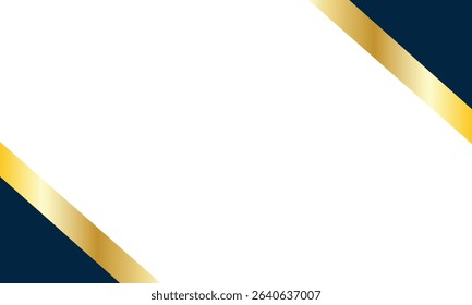 Elegant diagonal background with gold metallic lines and dark blue corners. Ideal for luxury branding, modern invitations, certificates, business templates, and high-end promotional graphics.