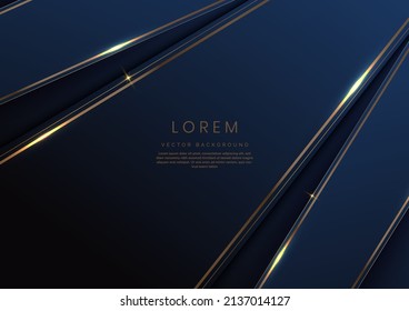 Elegante fondo azul diagonal de lujo con borde dorado. Diseño de premio de plantilla premium. Ilustración del vector