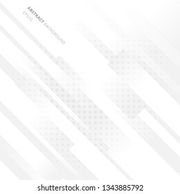 Elegant diagonal geometric white background with radial halftone dots pattern. Vector illustration