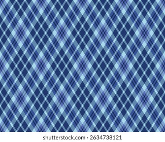 Elegant diagonal plaid pattern in cool blues. Perfect for textile design, website backgrounds, or creating a sophisticated and calming aesthetic.