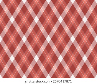 Elegant diagonal plaid pattern in muted coral and white. Perfect for textile design, website backgrounds, or fashion projects.  Seamless repeat for versatile use.