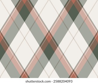 Elegant diagonal plaid pattern in muted blush pink, sage green, and terracotta.  Perfect for textile design, wallpaper, packaging, or website backgrounds.