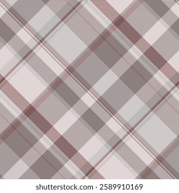 Elegant diagonal plaid pattern in muted pinks, grays, and dusty rose.  Perfect for textile design, website backgrounds, or stationery.