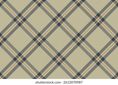 Elegant diagonal plaid pattern in muted beige and navy.  Perfect for textile design, wallpaper, or web backgrounds.