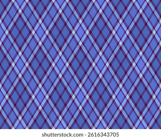 Elegant diagonal plaid pattern in shades of blue and purple. Perfect for textile design, website backgrounds, or fashion projects.