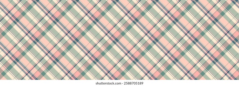 Elegant diagonal plaid pattern in soft pastel hues.  Perfect for textiles, backgrounds, or website design.  This charming, seamless texture evokes feelings of comfort and style.