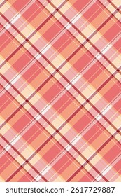 Elegant diagonal plaid pattern in soft coral, peach, and cream.  Perfect for textile design, scrapbooking, website backgrounds, and more.