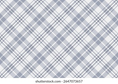 Elegant diagonal plaid pattern in soft grey and white.  Perfect for textile design, website backgrounds, or stationery.  Clean, modern aesthetic with a timeless feel.