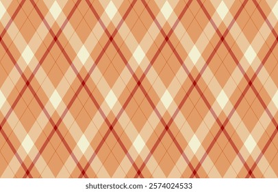 Elegant diagonal plaid pattern in warm peach and red hues. Perfect for textile design, backgrounds, or fallthemed projects.  Offers a classic yet modern aesthetic.  Highresolution seamless repeat.