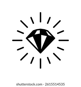 Elegant Diamond Illustration with Radiating Lines in Minimalist Design