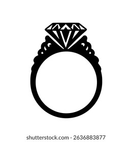 Elegant diamond ring simple black design illustration.