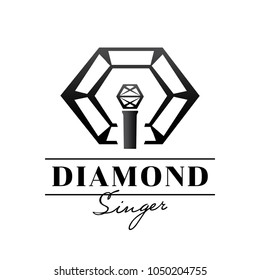 elegant diamond singer badge design with microphone vector illustration
