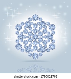 Elegant diamond snowflake invitation background, vector illustration
