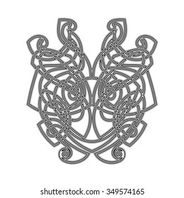 Elegant difficult curled ornamental gothic tattoo. Celtic style. Maori. Weaving. Monochrome image.