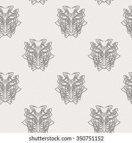 Elegant difficult curled ornamental Gothic tattoo seamless pattern. Celtic style. Maori. Weaving. Monochrome image.