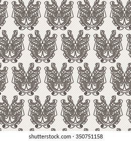 Elegant difficult curled ornamental gothic tattoo seamless pattern. Celtic style. Maori. Weaving. Monochrome image.