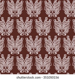 Elegant difficult curled ornamental gothic tattoo seamless pattern. Celtic style. Maori. Weaving. Colored image.
